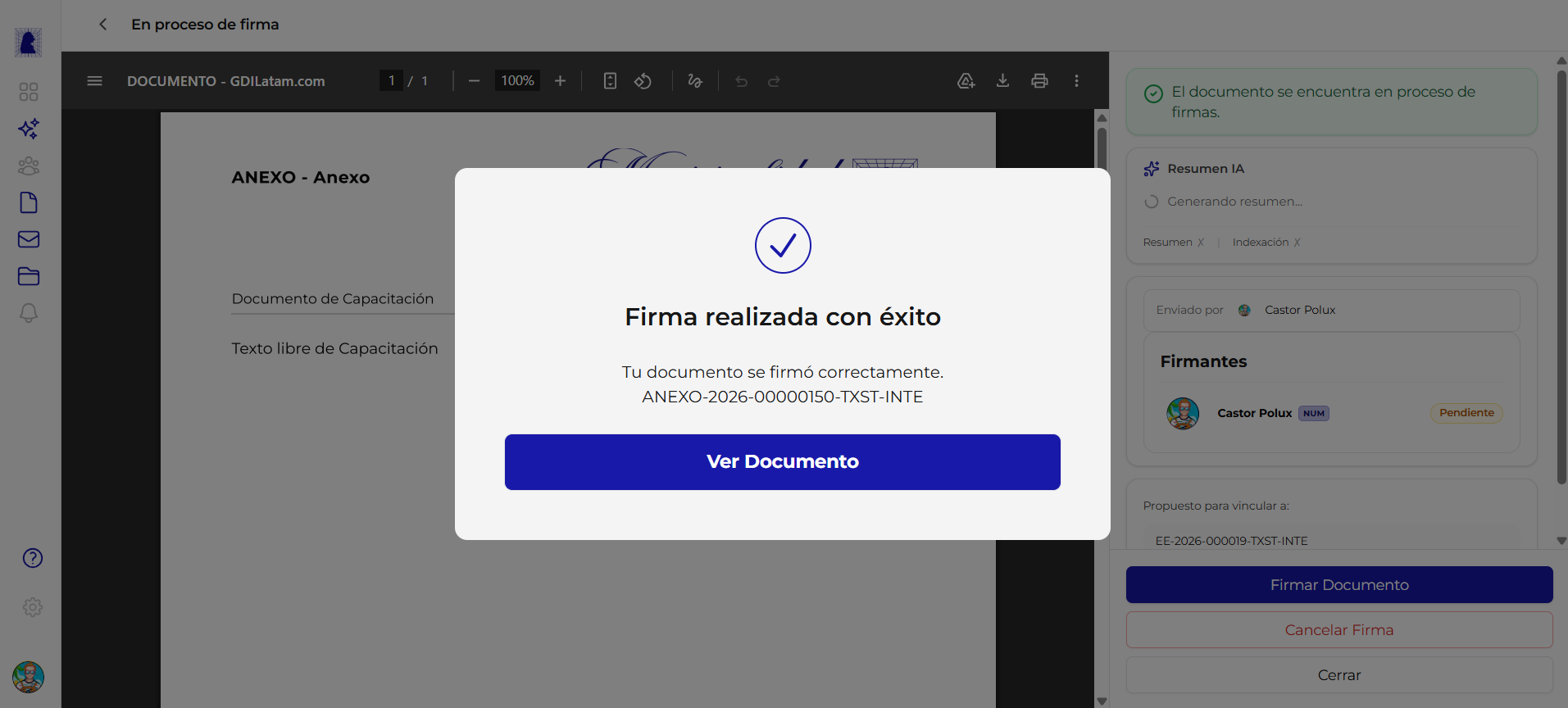 Firma realizada con exito