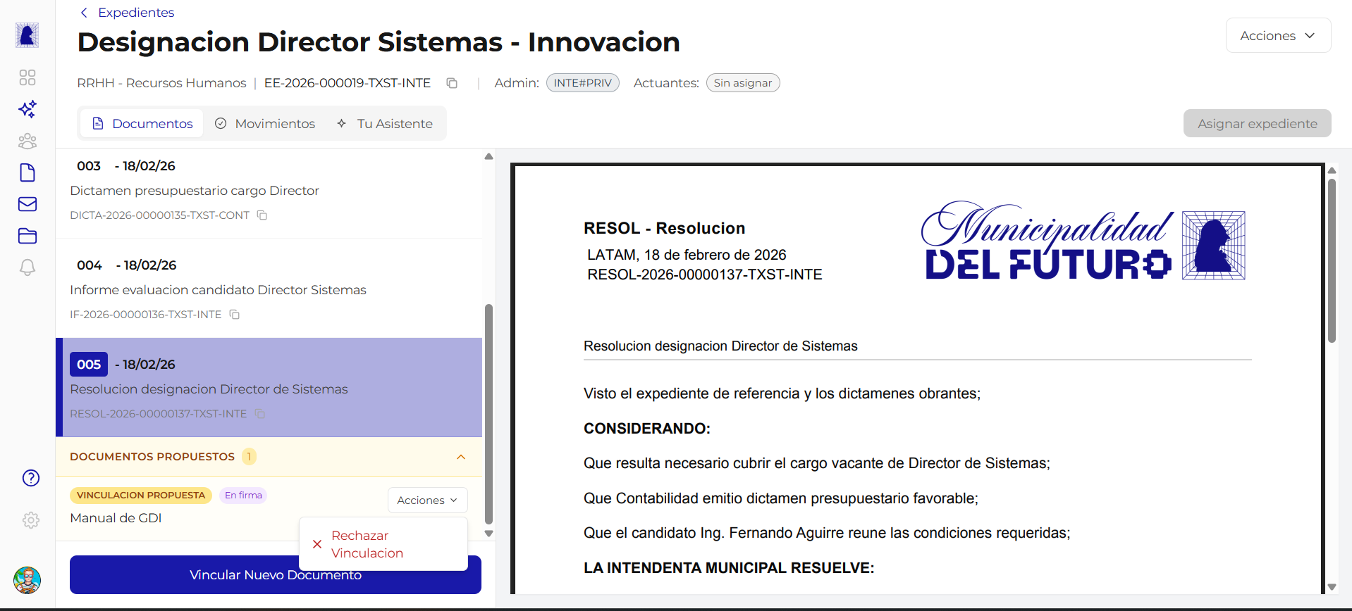 Rechazar propuesta