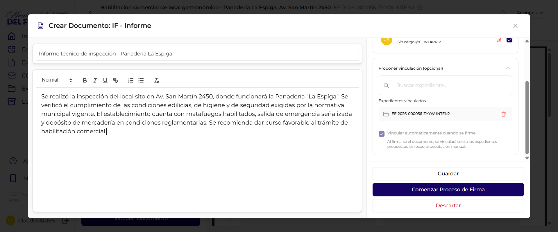 Editor con vinculacion automatica